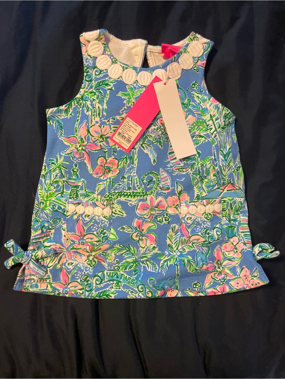 Lilly Pulitzer Blue Floral Tank with Pink & Green Accents